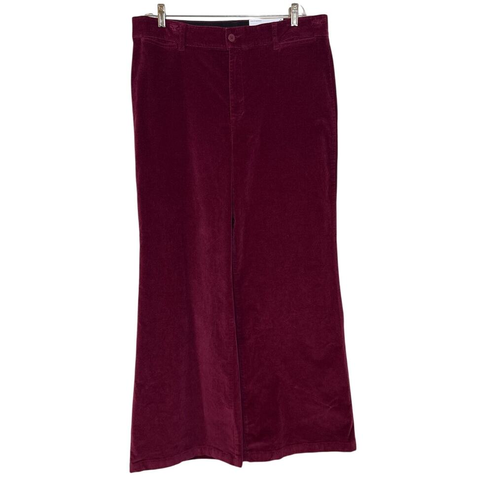 Liz Claiborne 16, Wide Leg, High Rise Quiet Luxe Burgundy Passion, Velour Pants